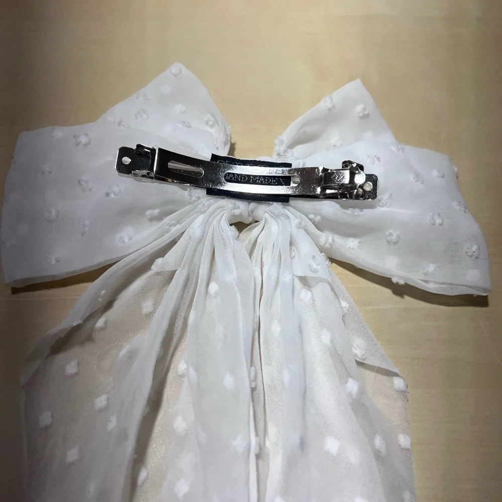 White Polka Dot Bow